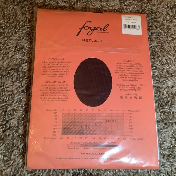 Fogal Netlace fishnet pantyhose, color barolo (dark red), size: S - Picture 6 of 12